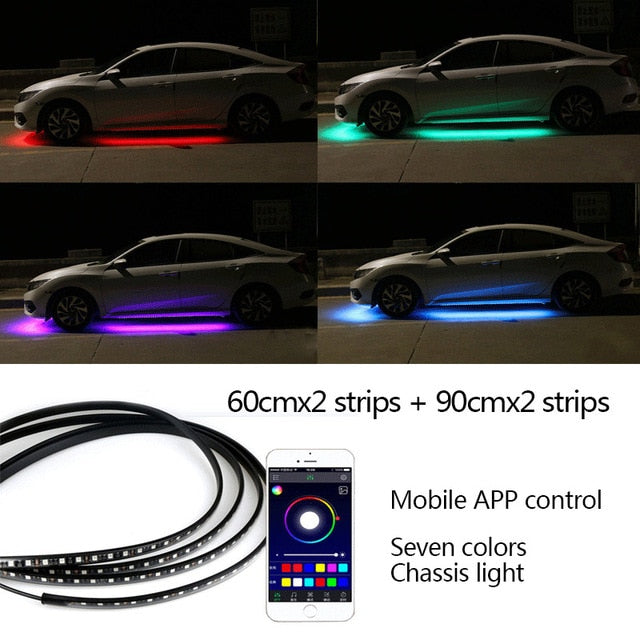 12V Underglow  With Remote System Lighting Car RGB Strip LED For Auto Lights Flexible Strip
