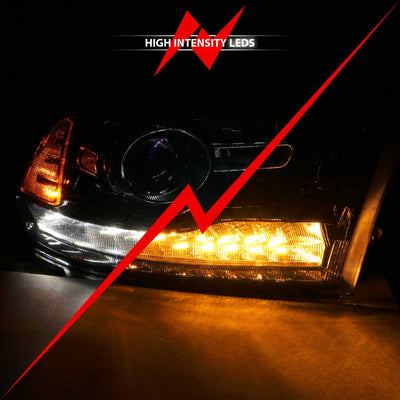 DODGE RAM 1500 09-18 / 2500/3500 10-18 PROJECTOR PLANK STYLE SWITCHBACK HEADLIGHTS GLOSS BLACK (OE STYLE) (FOR ALL MODELS)
