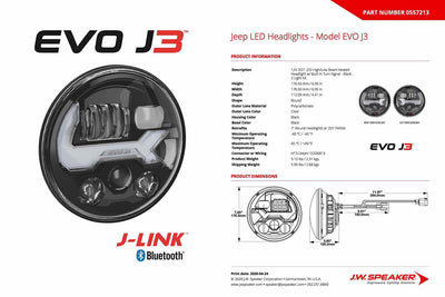 JW SPEAKER MODEL EVO J3 JEEP WRANGLER LED HEADLIGHTS