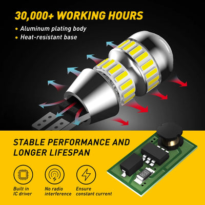 AUXITO 2Pcs 2000LM T15 LED Lamp Light W16W LED Canbus No Error 4014 42-SMD 912 921 Bulb Car Backup Reverse Light Auto Lamp 6000K