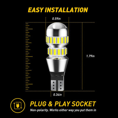 AUXITO 2Pcs 2000LM T15 LED Lamp Light W16W LED Canbus No Error 4014 42-SMD 912 921 Bulb Car Backup Reverse Light Auto Lamp 6000K