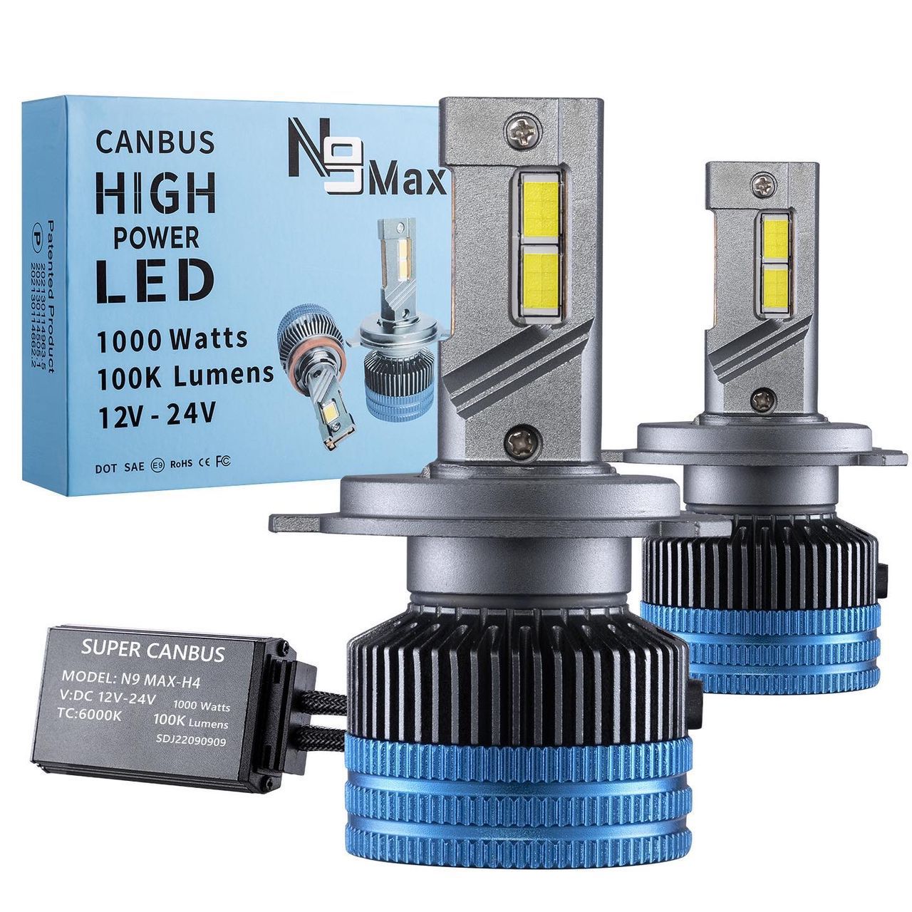 SUPER CANBUS High Power LED Headlight Bulb Kit 52,000 Lumens N9 Max ...