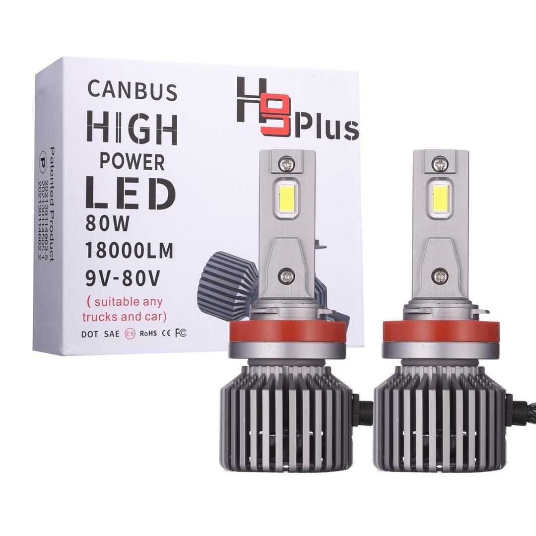 NEW H9-Series Plus LED Headlight bulb 80W 18000 Lumens CAN-bus 6500K ...