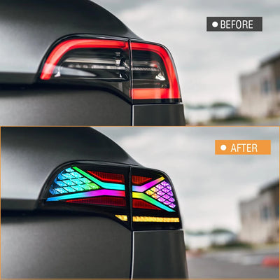 RGB Tail lights assembly For Tesla Model 3/Y 2017-2022 Start Up Animation X-men