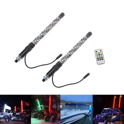 2PCS 1FT LED Whip Antennas UTV, ATV, Off Road RZR