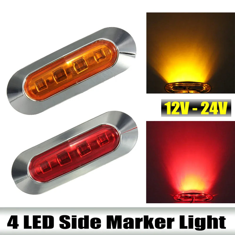 4LED Side Marker Indicator Light Waterproof Clearance Lamp for Truck Trailer Boat