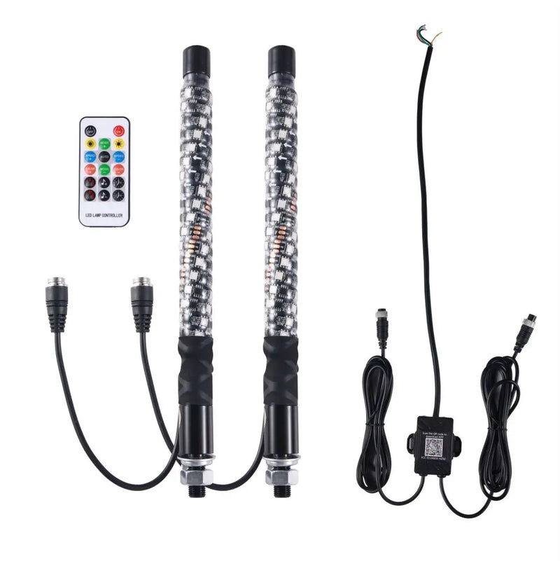 2PCS 1FT LED Whip Antennas UTV, ATV, Off Road RZR