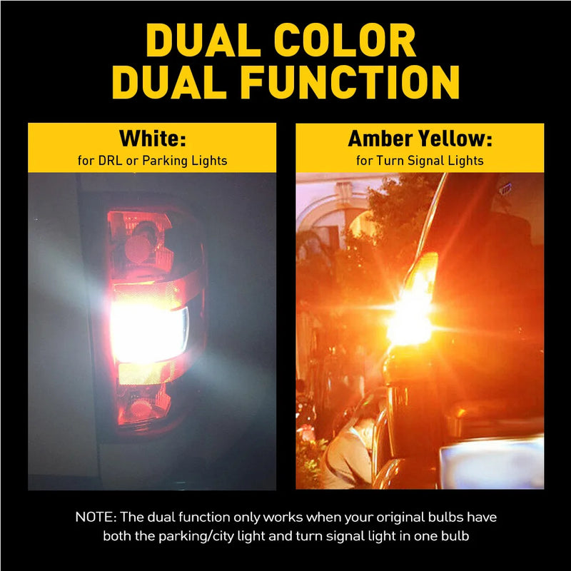AUXITO 2X T25 3157 Switchback LED Canbus P27/7W Turn Signal Bulb No Hyper Flash Error Free Dual Color Amber White for Ford focus
