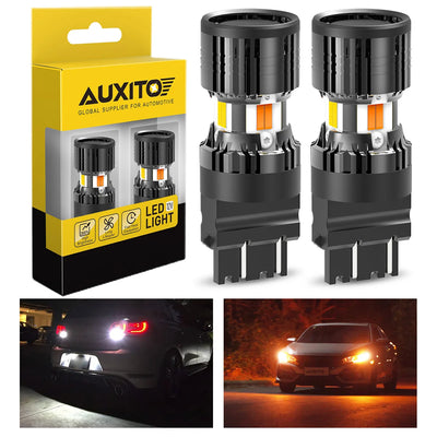 AUXITO 2X T25 3157 Switchback LED Canbus P27/7W Turn Signal Bulb No Hyper Flash Error Free Dual Color Amber White for Ford focus