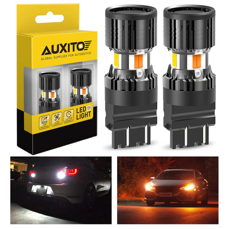 AUXITO 2X T25 3157 Switchback LED Canbus P27/7W Turn Signal Bulb No Hyper Flash Error Free Dual Color Amber White for Ford focus