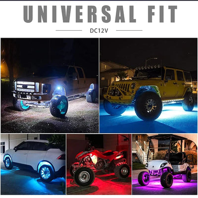 Multicolor Rock Lights Underglow for Trucks 4/6/8/10/12 Pods App Control 12V Off-Road Light Kit Jeep UTV SUV ATV RZR Trail Rig