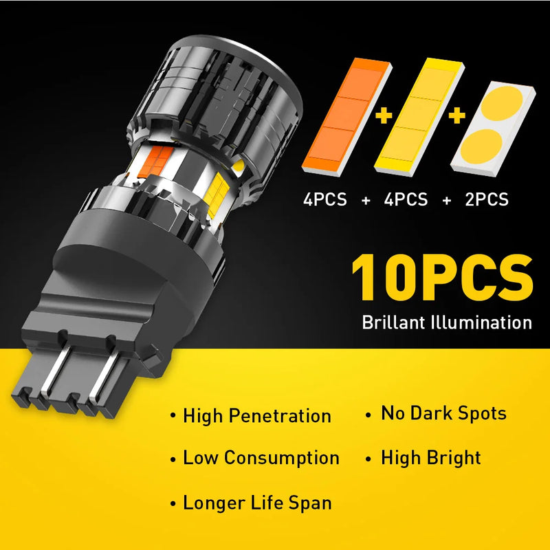 AUXITO 2X T25 3157 Switchback LED Canbus P27/7W Turn Signal Bulb No Hyper Flash Error Free Dual Color Amber White for Ford focus