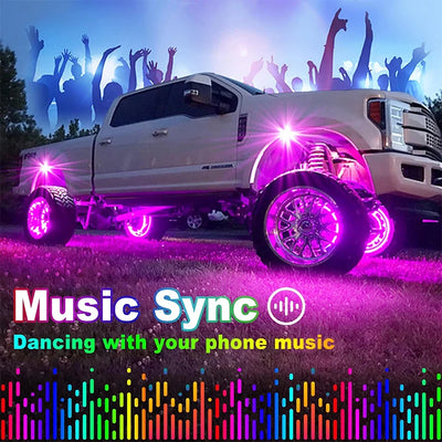 Multicolor Rock Lights Underglow for Trucks 4/6/8/10/12 Pods App Control 12V Off-Road Light Kit Jeep UTV SUV ATV RZR Trail Rig