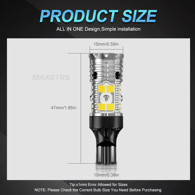2x W16W T15 LED Bulbs 3030 SMD Canbus OBC Error Free LED Backup Light 921 912 W16W LED Bulbs Car Reverse Lamp Xenon White DC12V