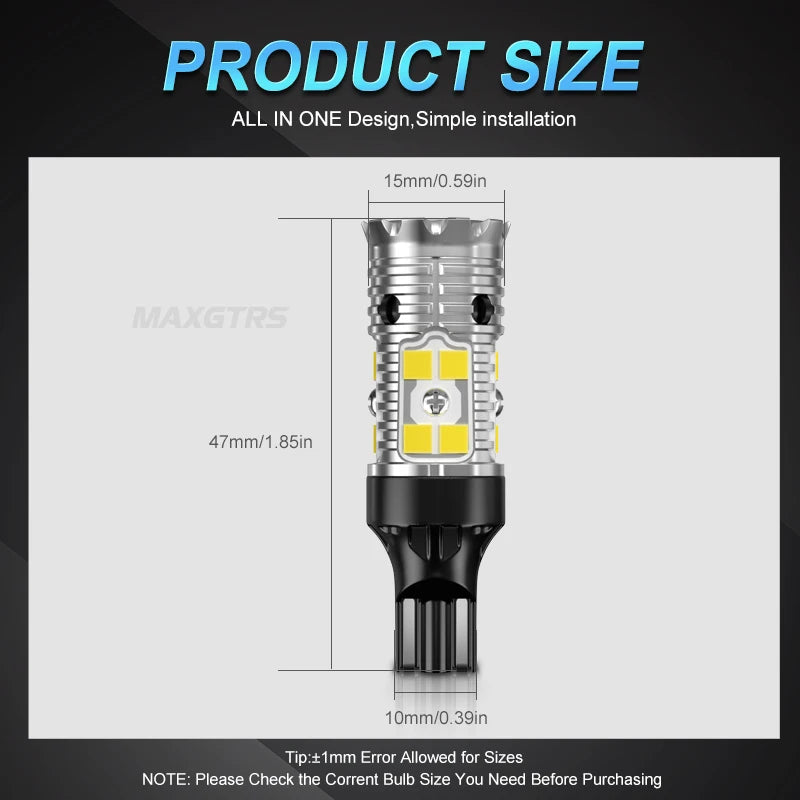 2x W16W T15 LED Bulbs 3030 SMD Canbus OBC Error Free LED Backup Light 921 912 W16W LED Bulbs Car Reverse Lamp Xenon White DC12V