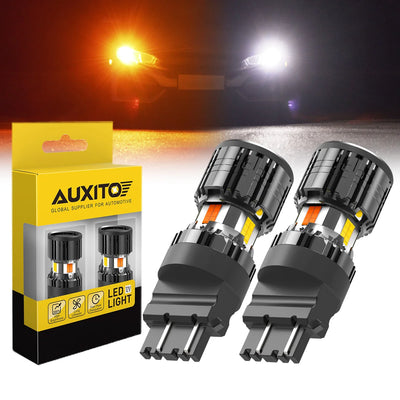 AUXITO 2X T25 3157 Switchback LED Canbus P27/7W Turn Signal Bulb No Hyper Flash Error Free Dual Color Amber White for Ford focus