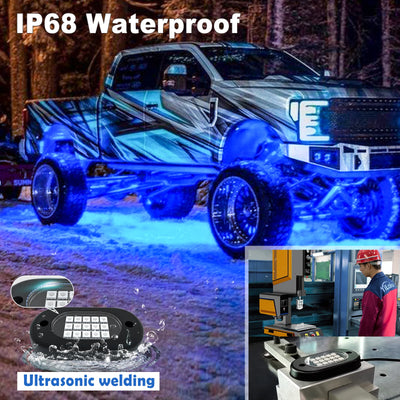 Multicolor Rock Lights Underglow for Trucks 4/6/8/10/12 Pods App Control 12V Off-Road Light Kit Jeep UTV SUV ATV RZR Trail Rig