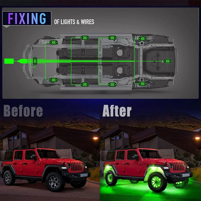 Multicolor Rock Lights Underglow for Trucks 4/6/8/10/12 Pods App Control 12V Off-Road Light Kit Jeep UTV SUV ATV RZR Trail Rig
