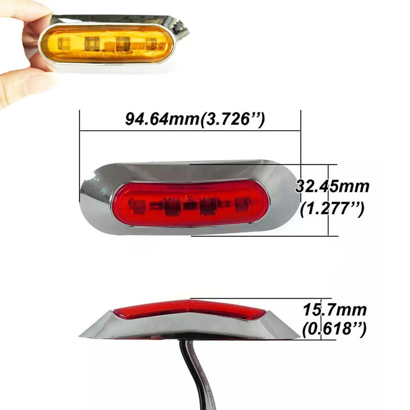 4LED Side Marker Indicator Light Waterproof Clearance Lamp for Truck Trailer Boat