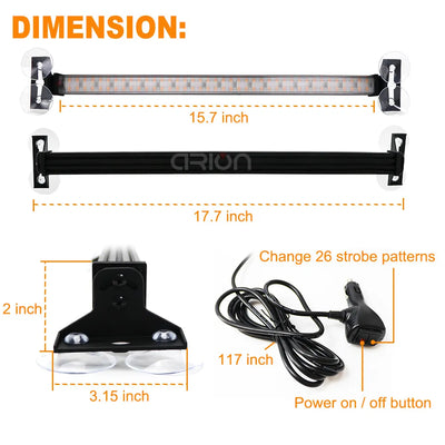 2 in 1 Police LED Strobe Light Car Auto Emergency Warning 144 led Windshield Bar Traffic Advisor