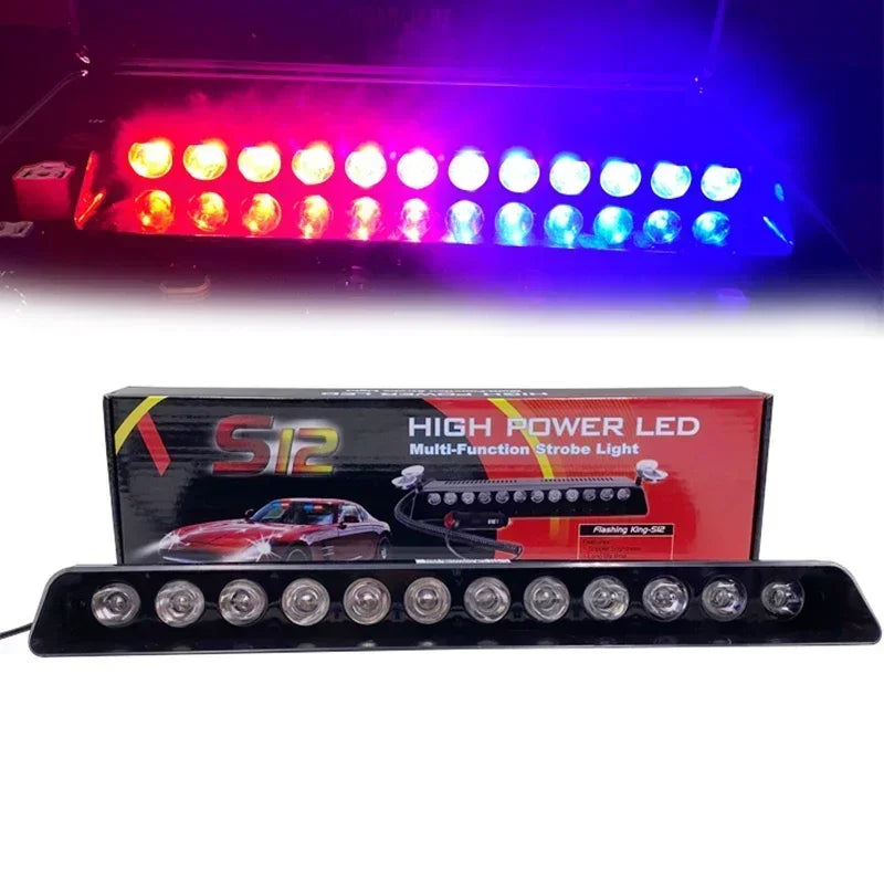 12V Emergency Flasher Dashboard Interior Windshield Flash 12 LED Flashing Modes