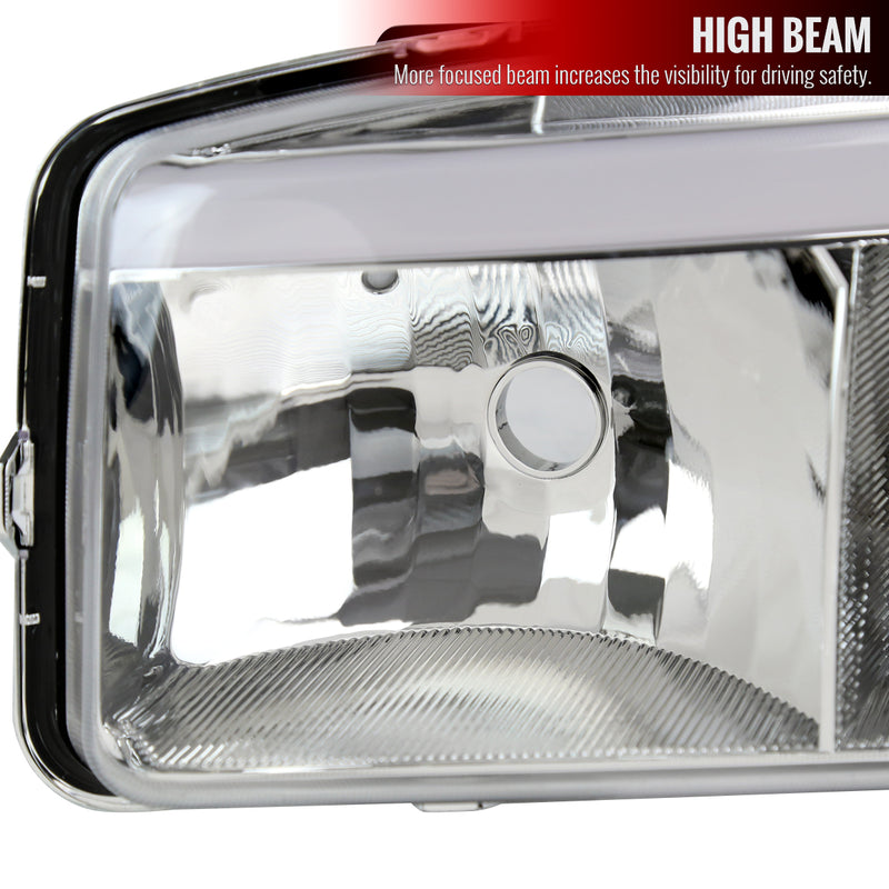 1999-2006 GMC Sierra/2007 Sierra Classic/2000-2006 Yukon/XL Factory Style Headlights and Sequential Turn Signal Bumper Lights (Chrome Housing/Clear Lens)