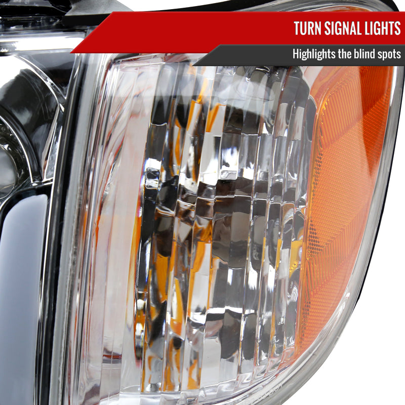 05-07 SEQUOIA LED BAR HEADLIGHT CORNER LIGHT COMBO CHROME HOUSING AND CLEAR LENS - USES STOCK BULBS