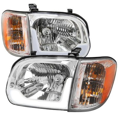 05-07 SEQUOIA LED BAR HEADLIGHT CORNER LIGHT COMBO CHROME HOUSING AND CLEAR LENS WITH SEQUENTIAL TURN SIGNAL - USES STOCK BULBS