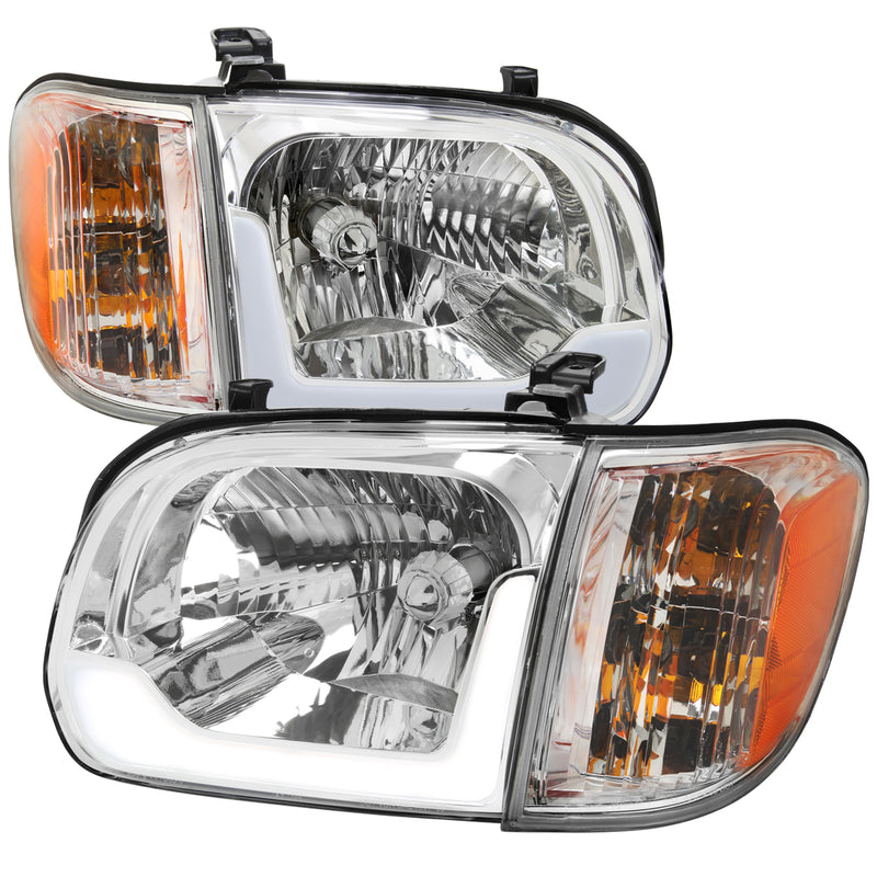 05-07 SEQUOIA LED BAR HEADLIGHT CORNER LIGHT COMBO CHROME HOUSING AND CLEAR LENS WITH SEQUENTIAL TURN SIGNAL - USES STOCK BULBS