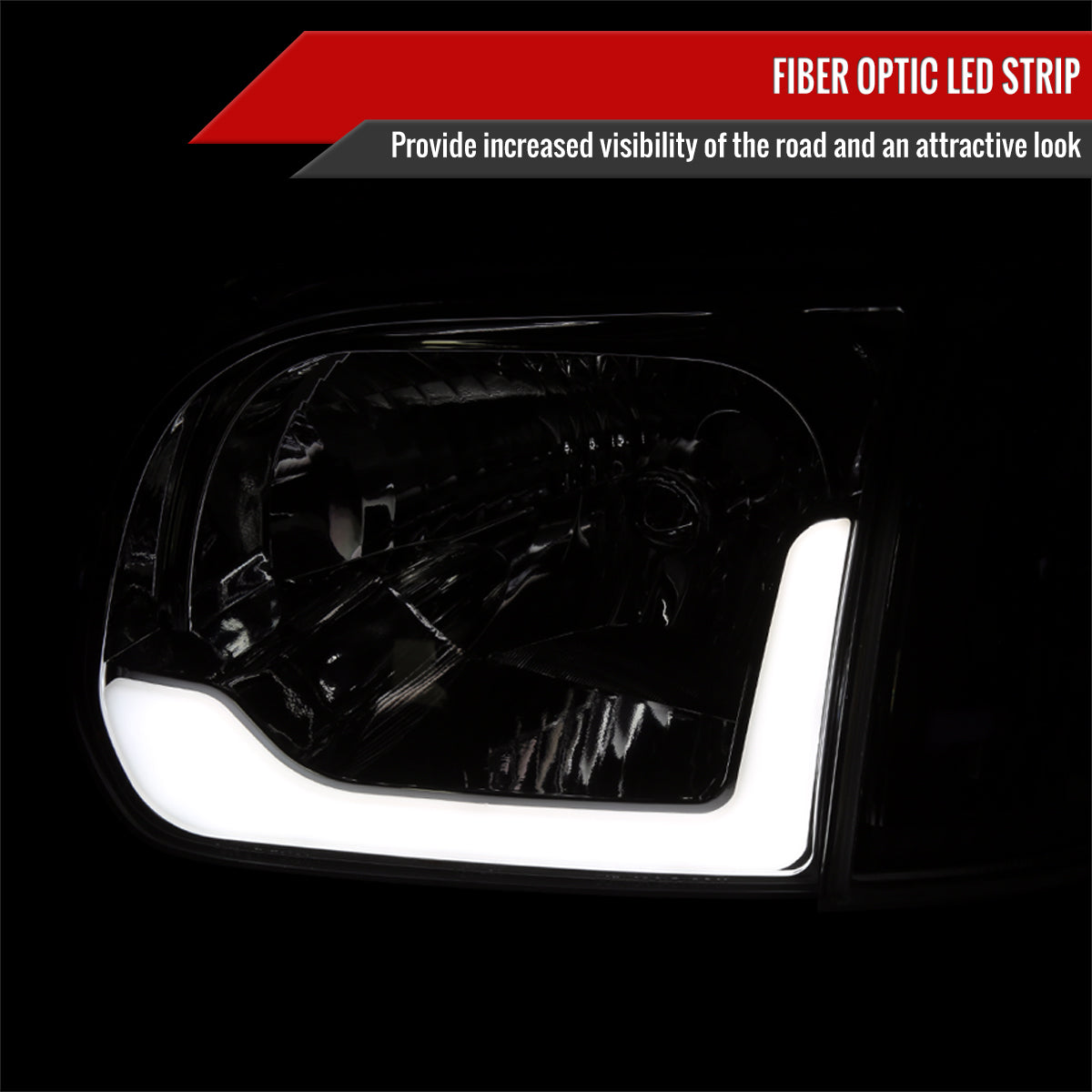 05-07 SEQUOIA LED BAR HEADLIGHT CORNER LIGHT COMBO CHROME HOUSING AND SMOKED LENS - USES STOCK BULBS