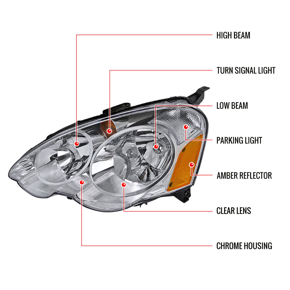 02-04 ACURA RSX HEADLIGHTS CHROME