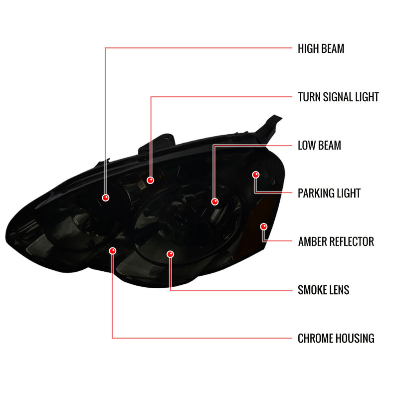 02-04 ACURA RSX HEADLIGHTS SMOKE