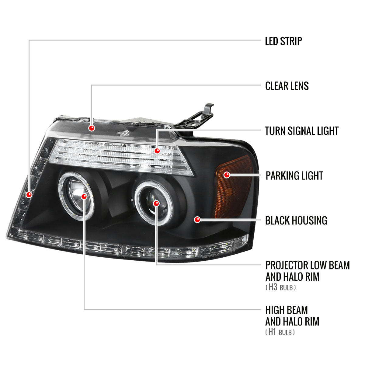 04-08 FORD F150 R8 PROJECTOR HEADLIGHT