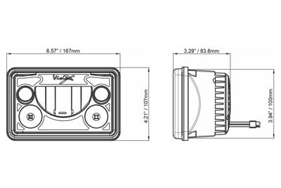 Vision X LED Headlights: (Each / 4x6in Rectangle / Black / Amber Halo)