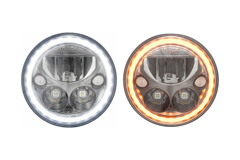 Vision X LED Headlights: Jeep Wrangler JK (07-16) (Set / 7in Round / Black / White Halo)