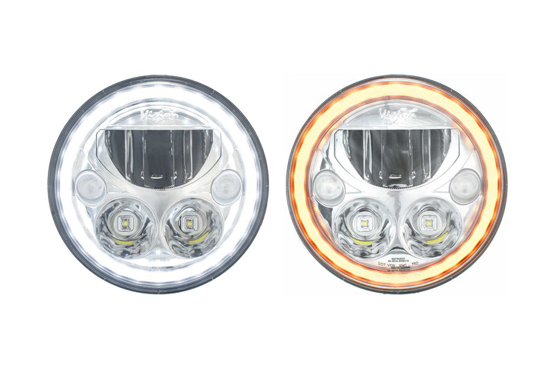 Vision X LED Headlights: Jeep Wrangler JK (07-16) (Set / 7in Round / Black / White Halo)