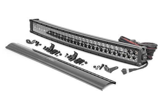 30 Inch Black Series LED Light Bar | Curved | Dual Row | Cool White DRL