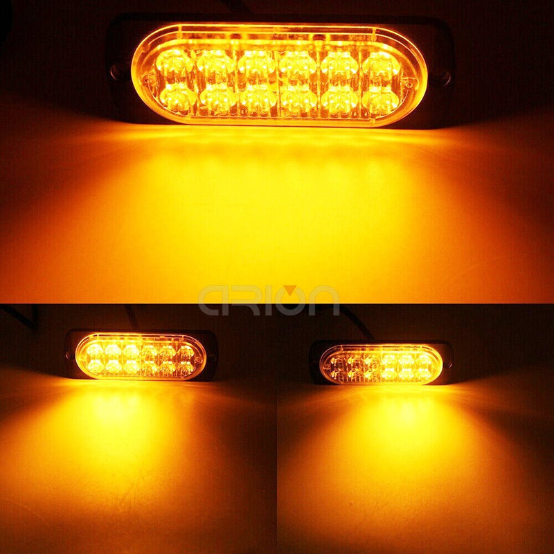 2/4pcs 12 LED Strobe Warning Light 12V 24V Emergency Side Strobe Flashing Light