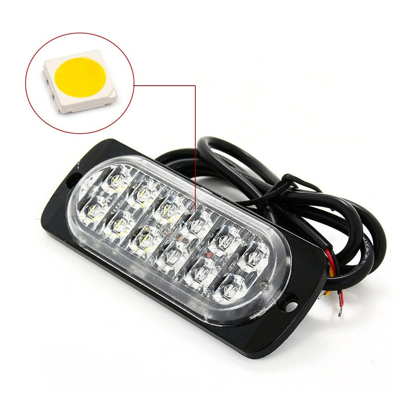 2/4pcs 12 LED Strobe Warning Light 12V 24V Emergency Side Strobe Flashing Light