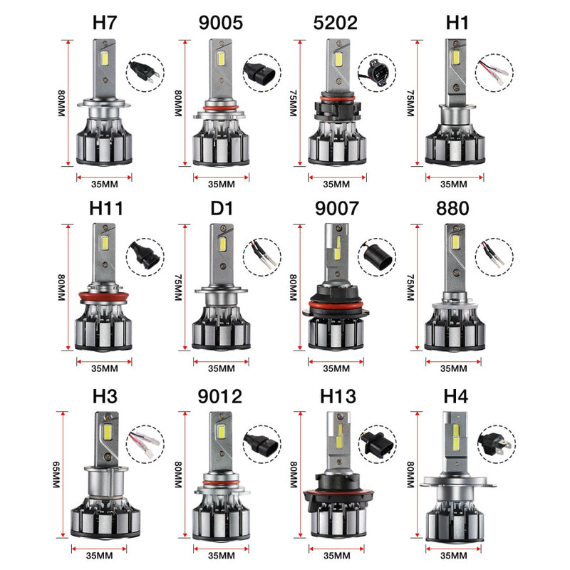 NEW H9-Series Plus LED Headlight bulb 80W 18000 Lumens CAN-bus 6500K