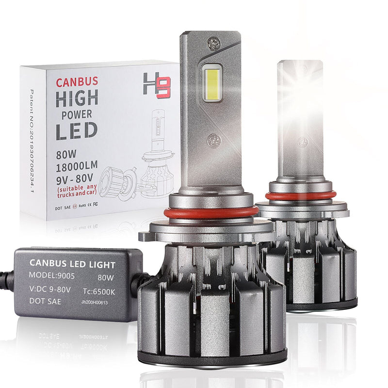 NEW H9-Series Plus LED Headlight bulb 80W 18000 Lumens CAN-bus 6500K