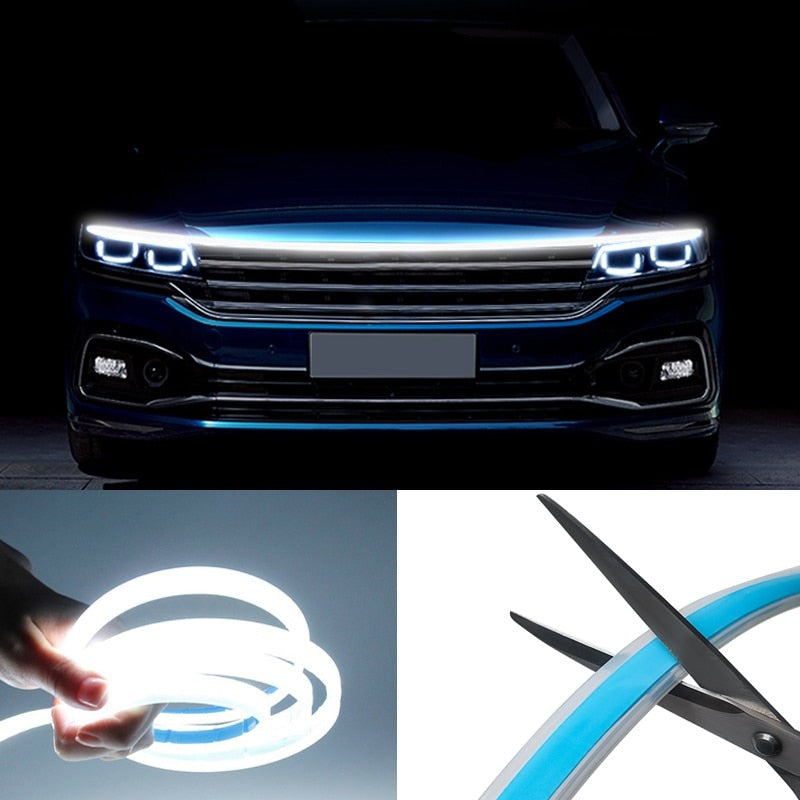 Led Decoration Lights For Car Hood Flexible Daytime Running Light Strip Universal  Start-Scan