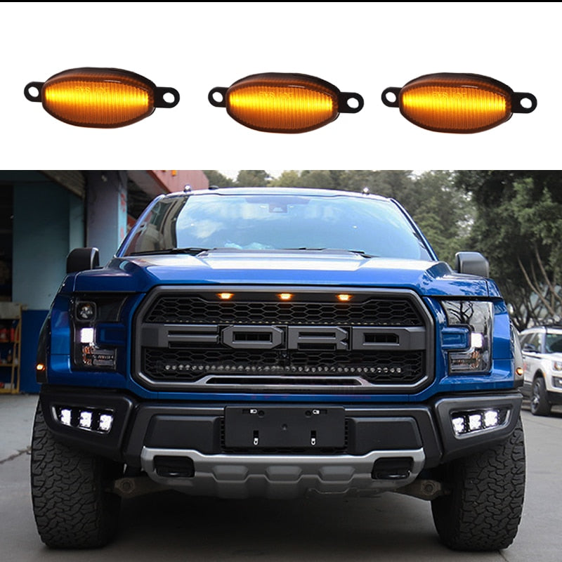 Grille Lamps White/Amber yellow LED For 2010-2014 and 2017-up Ford Raptor