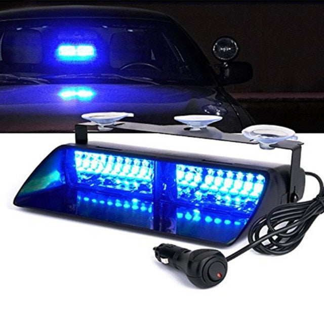 Police Lights Car LED Strobe Light Red/Blue Amber/White Signal Lamps Windshield Warning Light 12V