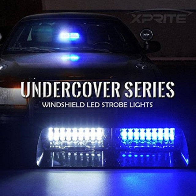 Police Lights Car LED Strobe Light Red/Blue Amber/White Signal Lamps Windshield Warning Light 12V