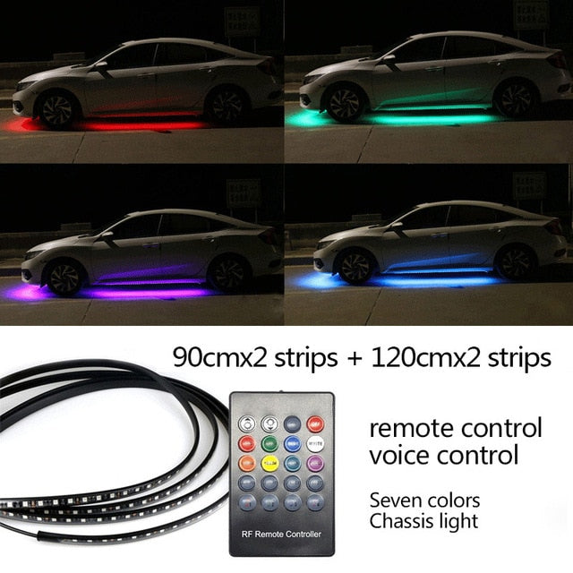 12V Underglow  With Remote System Lighting Car RGB Strip LED For Auto Lights Flexible Strip