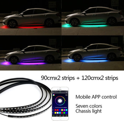 12V Underglow  With Remote System Lighting Car RGB Strip LED For Auto Lights Flexible Strip