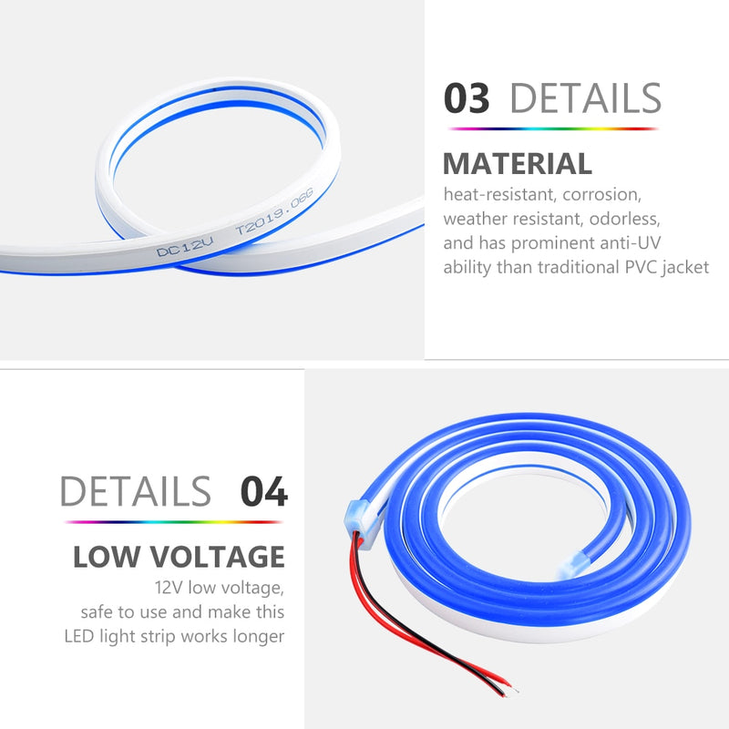 6mm Narrow Neon light 12V LED Strip  120LED Flexible Tube Waterproof for DIY Decoration Lights