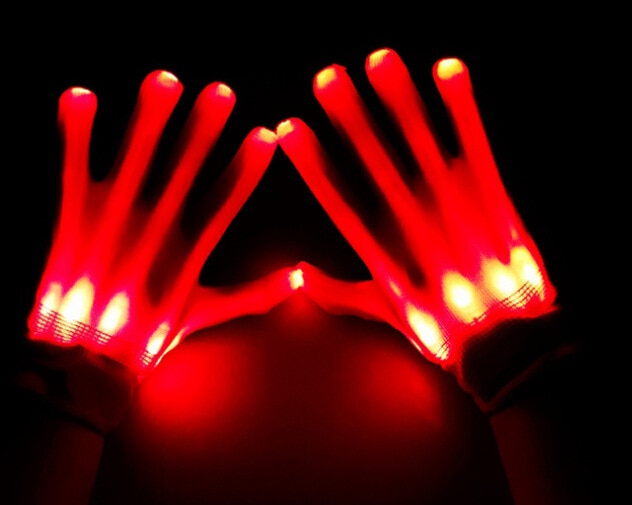 LED Gloves Neon  Glowing Halloween Party Light  Skull  Stage Costume Christmas