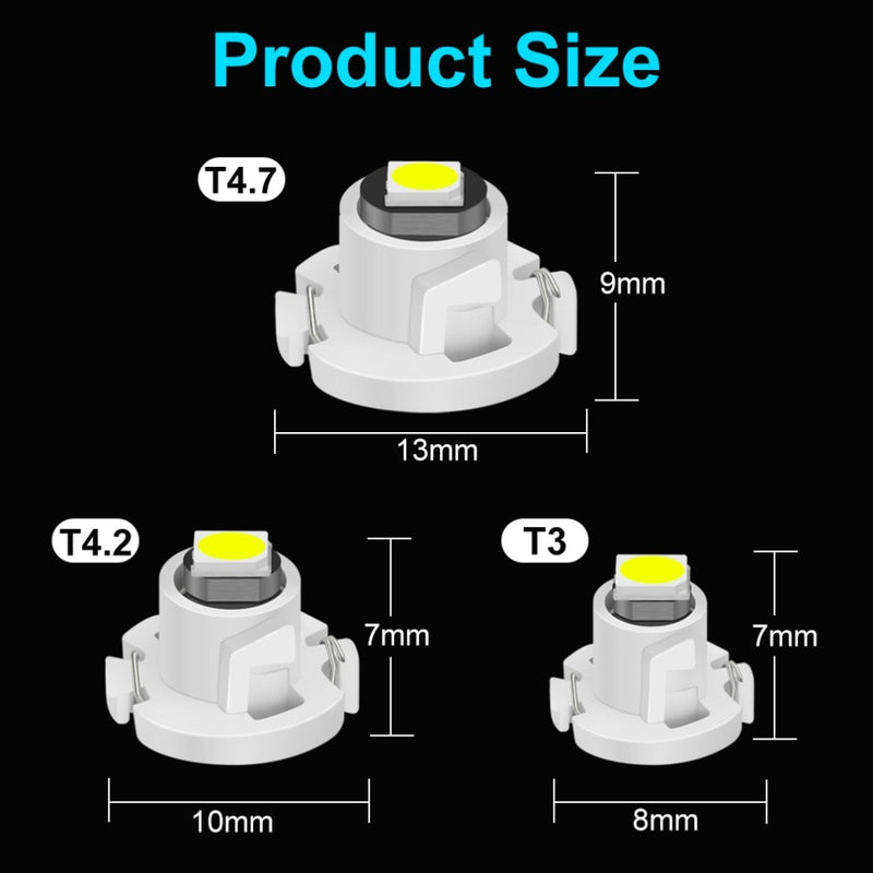 10Pcs T3 LED T4.2 T4.7 Led Bulb 3030SMD Car Cluster Dashboard